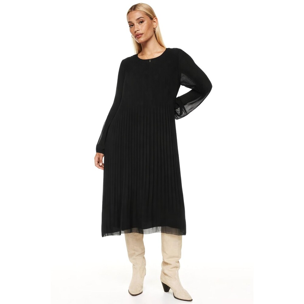 Aritzia Wilfred Daydream Pleated Midi Dress Womens XS Black Chiffon Minimalist